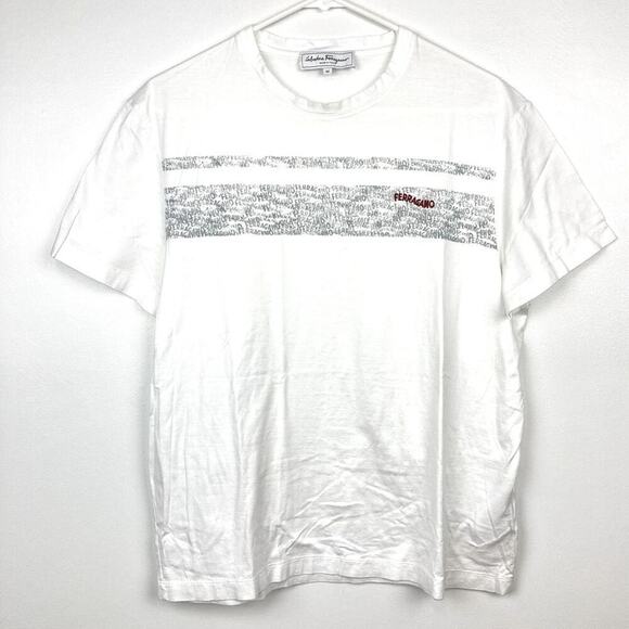 SALVATORE FERRAGAMO White
Cotton Logo Printed T-Shirt - Size M - Picture 2 of 11